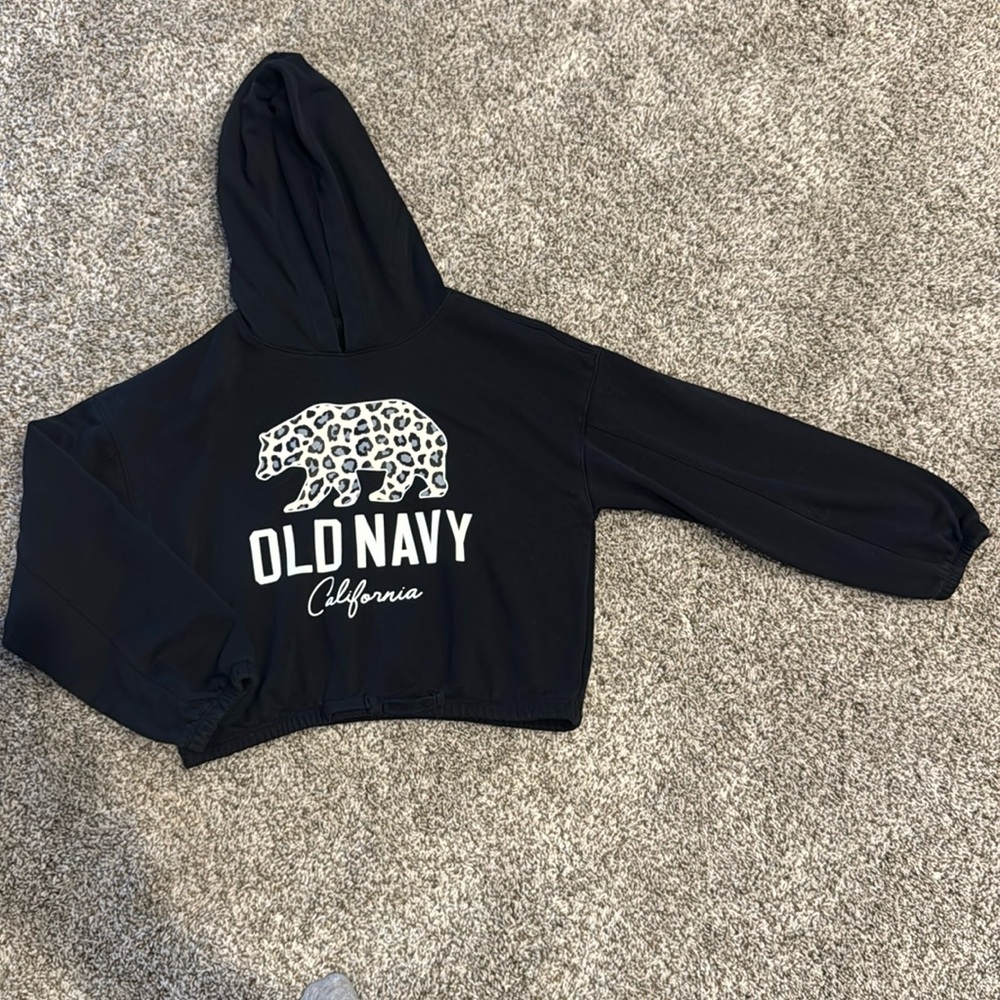 Old Navy Cropped Hoodie with leopard